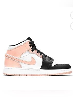 Nike Air Jordan 1 Mid Crimson‎ Tint sneakers black, white, and soft pink size 2